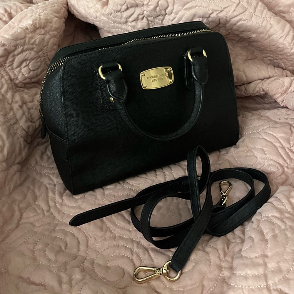 Michael Kors Black Satchel with Gold Accents